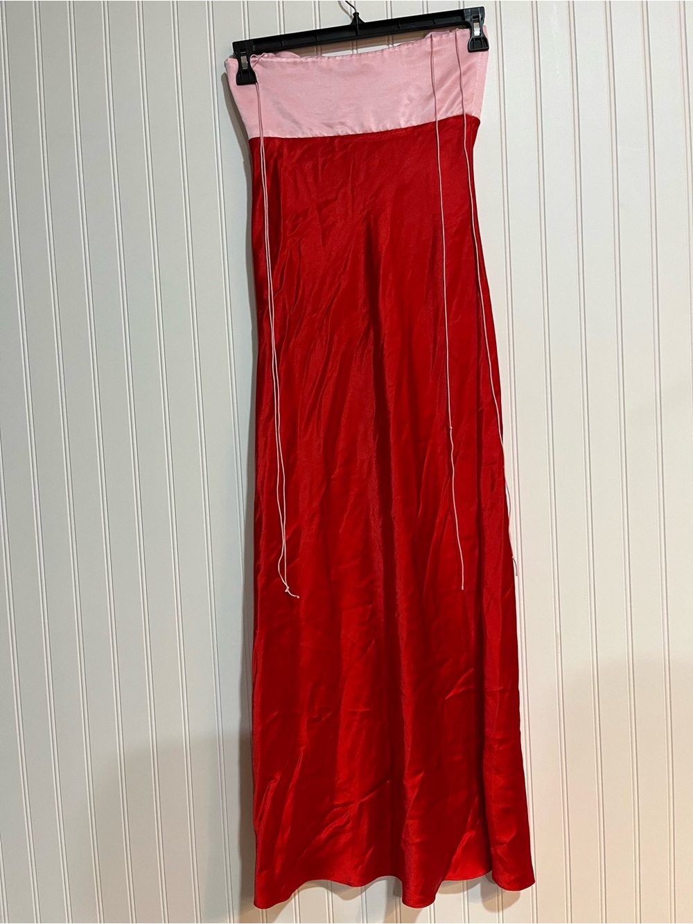 Two-Tone Pink & Red Slip Dress with Bust Detail - Picture 6 of 8